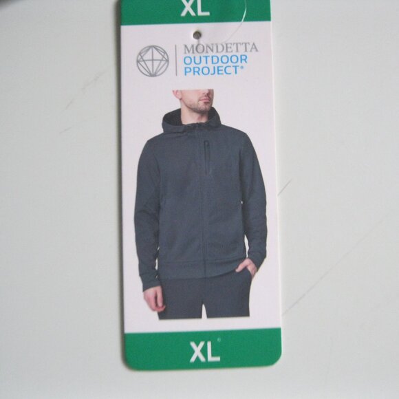 Mondetta Men's Outdoor Project Full Zip Adjustable Hooded Active Jacket, grey XL - Picture 2 of 14